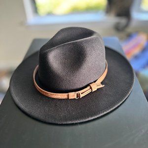 Lisianthus Men & Women Vintage Wide Brim Fedora Hat with Belt Buckle